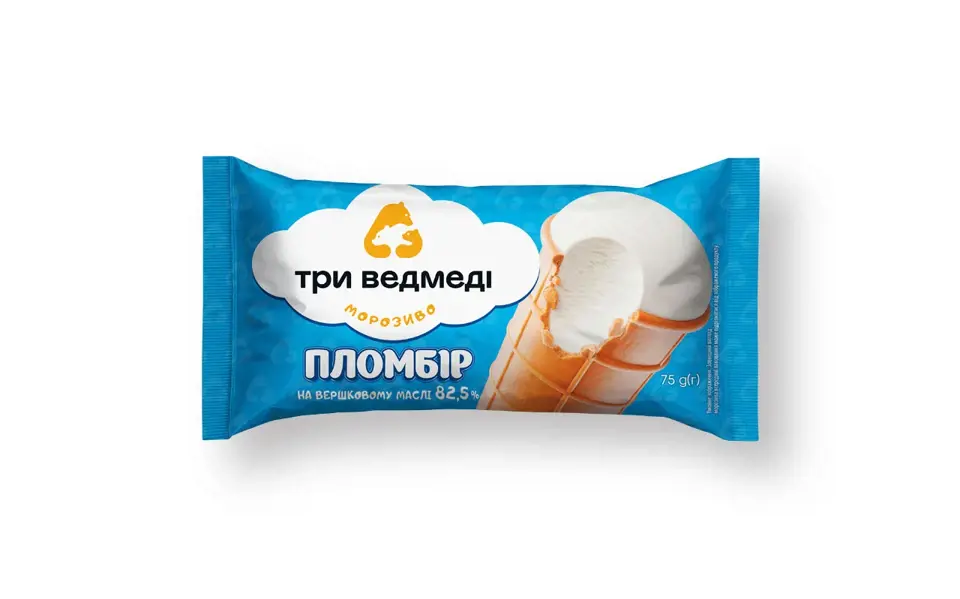 Морозиво пломбір у вафельному стаканчику "Три Ведмеді"